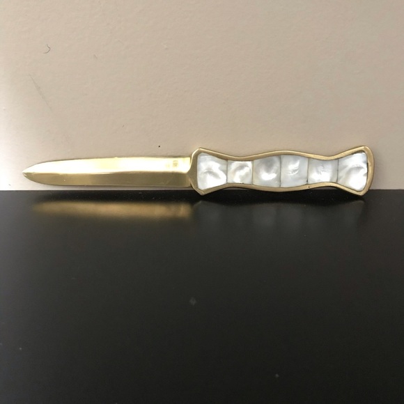 Vintage Other - RARE Mother Of Pearl Brass Letter Opener